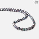 6x5-7x6mm Peacock Blue Silver Off Round 2.5mm Large Hole Freshwater Pearl 75 pieces - The Bead Traders