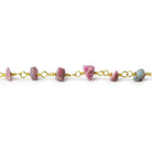 6x5-8x4mm Matte Ruby in Zoisite Chips Gold plated Chain by the foot 34 pieces - The Bead Traders