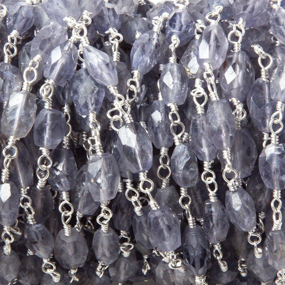 6x5-8x5mm Iolite faceted nugget Silver plated Chain by the foot 21 pieces - The Bead Traders