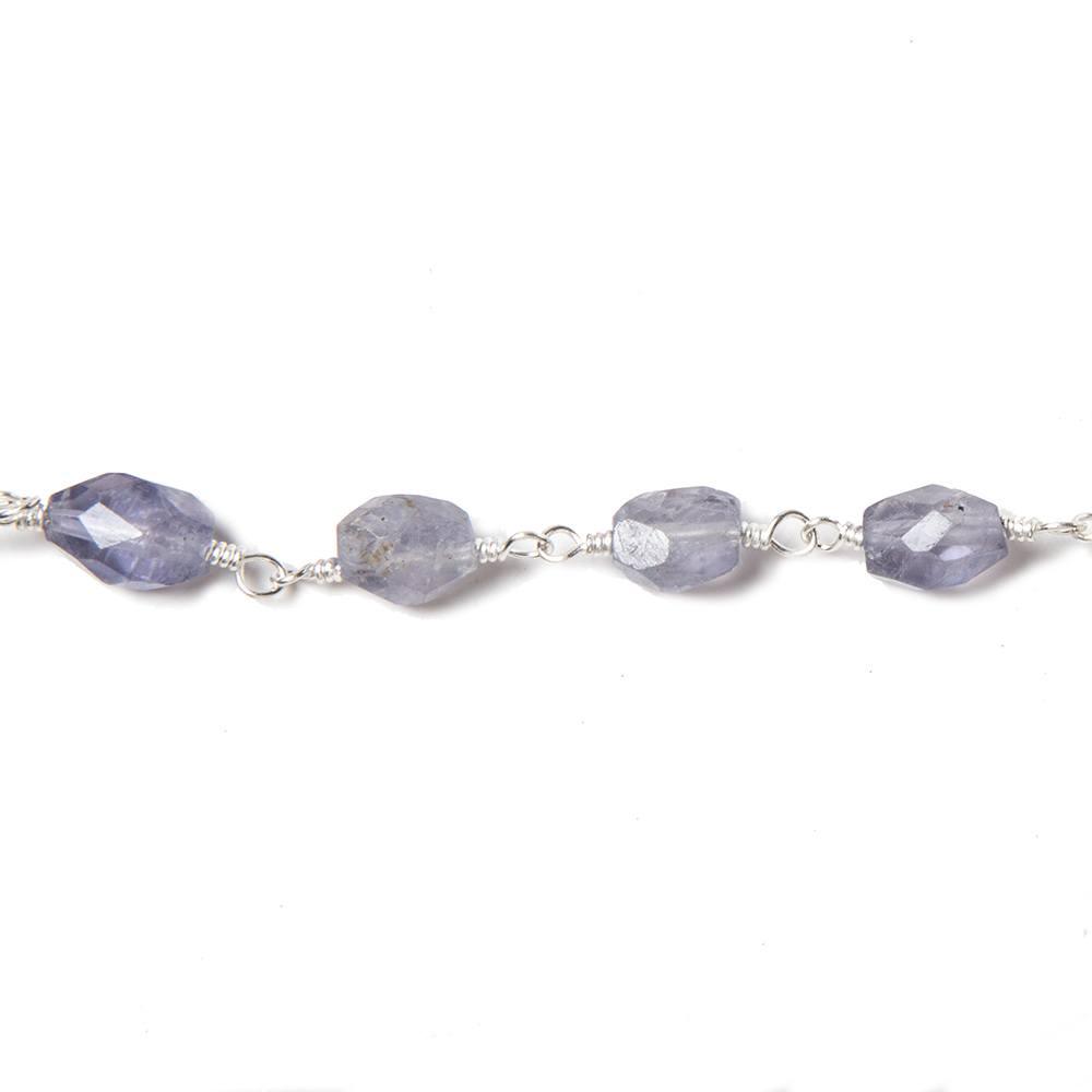 6x5-8x5mm Iolite faceted nugget Silver plated Chain by the foot 21 pieces - The Bead Traders