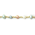 6x5-8x5mm Multi Color Baroque Pearl Gold plated Chain - The Bead Traders