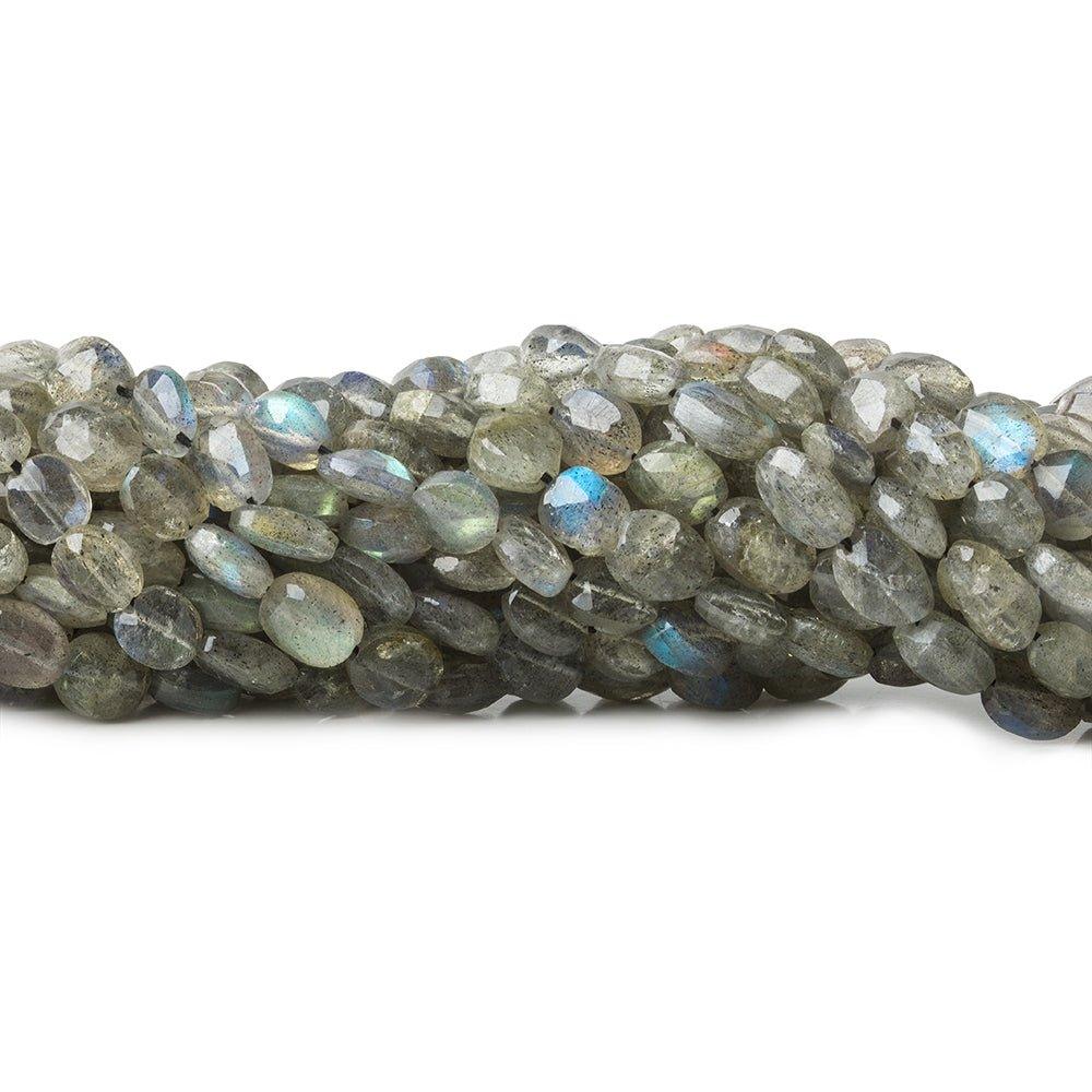 6x5-8x6mm Labradorite Straight Drill Faceted Ovals 14 inch 55 beads - The Bead Traders