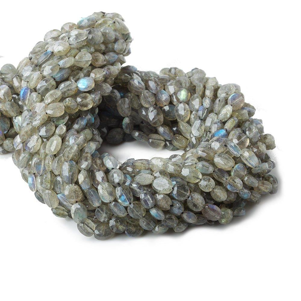 6x5-8x6mm Labradorite Straight Drill Faceted Ovals 14 inch 55 beads - The Bead Traders