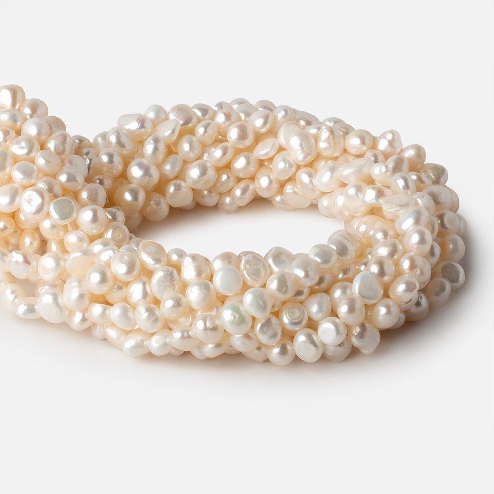 6x5-8x7mm Off White Baroque Freshwater Pearl 16 inch 64 pcs - The Bead Traders