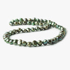 6x5mm-8x6mm Peacock Green Baroque Side Drilled Freshwater Pearls 16 inch 63 pieces - The Bead Traders