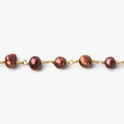 6x5mm Brown Baroque Freshwater Pearl Gold plated Chain by the foot 27 pieces - The Bead Traders