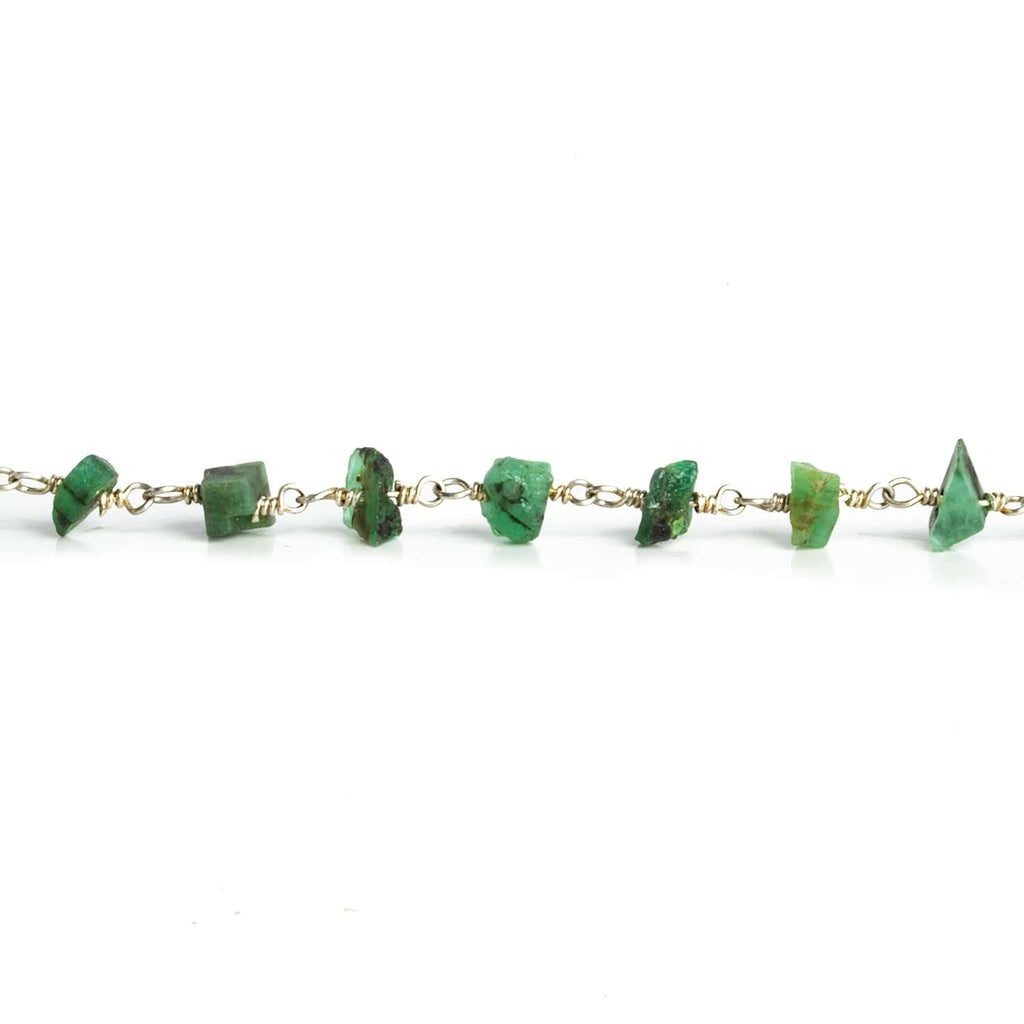 6x5mm Emerald Chip Silver Chain 35 beads - The Bead Traders