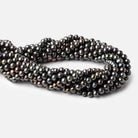 6x5mm Green Peacock Off Round Freshwater Pearls 15 inch 75 pieces - The Bead Traders