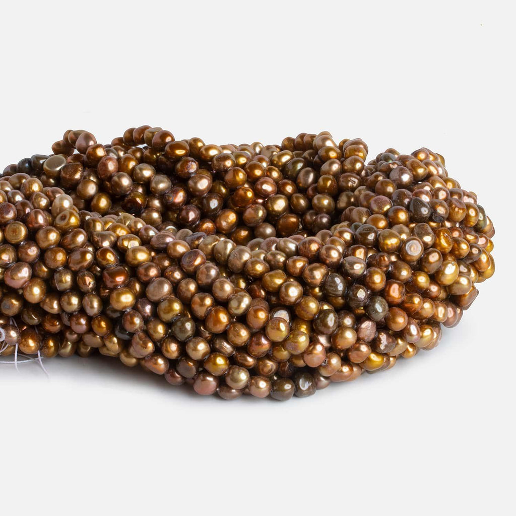 6x5mm Multicolor Bronze Baroque Pearls 15 inch 73 pieces - The Bead Traders