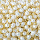 6x5mm Off White Off Round Freshwater Pearl Gold plated Chain by the foot 27 pieces - The Bead Traders