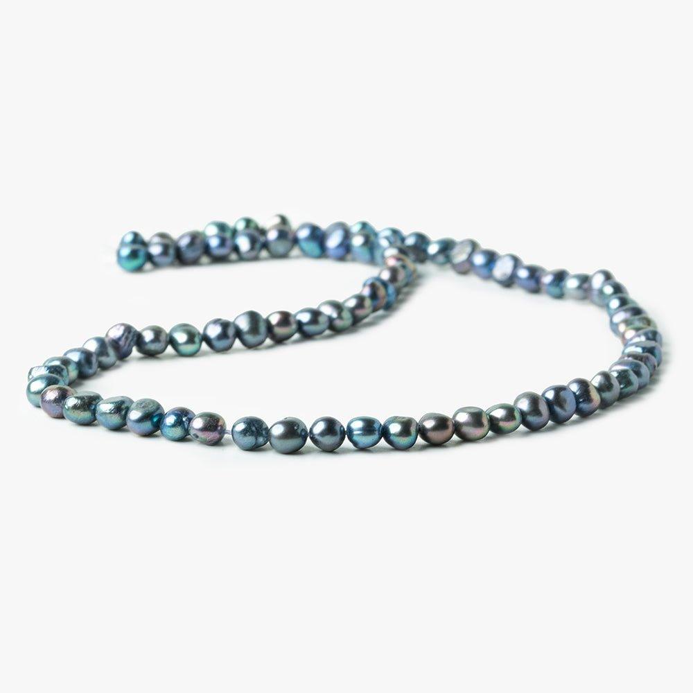 6x5mm Peacock Teal Baroque Side Drilled Freshwater Pearls 16 inch 77 pieces - The Bead Traders