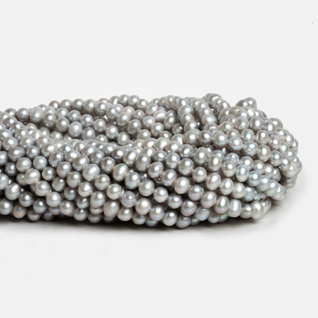 6x5mm Silver Off Round Pearls 15 inch 80 pieces - The Bead Traders