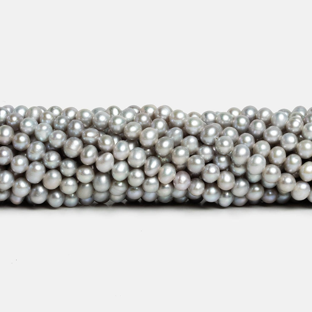 6x5mm Silver Off Round Pearls 15 inch 80 pieces - The Bead Traders