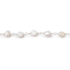 6x5mm White Baroque Pearl Silver Chain - The Bead Traders