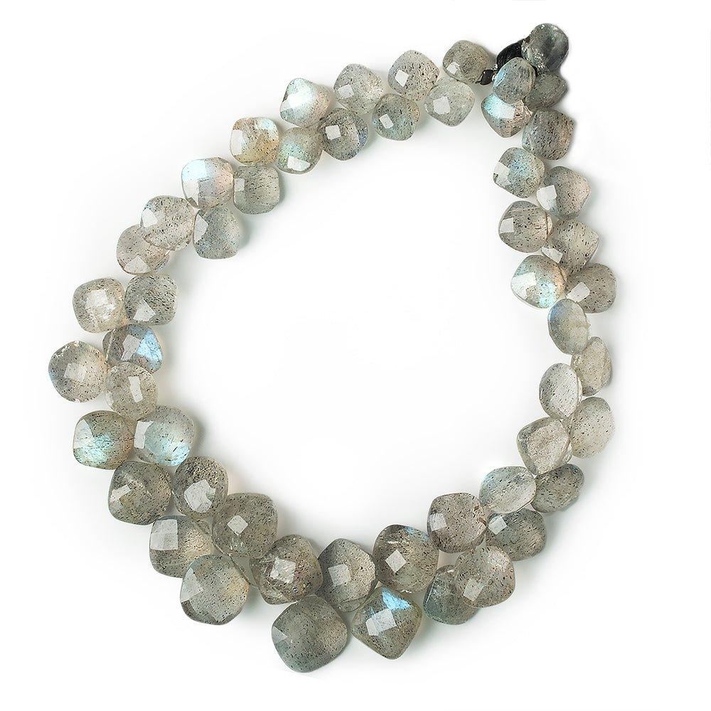 6x6-10x10mm Labradorite Corner Drilled Faceted Pillows 8 inch 53 beads - The Bead Traders