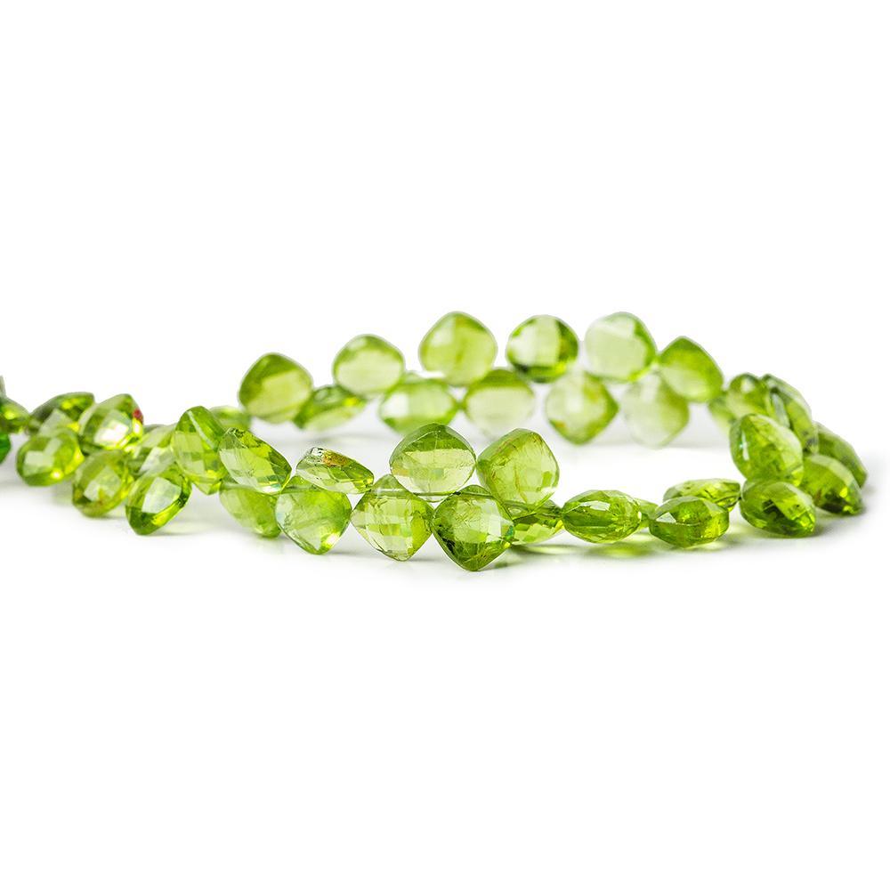 6x6-7x7mm Peridot corner drilled faceted pillow beads 8 inch 47 pieces - The Bead Traders