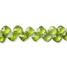 6x6-7x7mm Peridot corner drilled faceted pillow beads 8 inch 47 pieces - The Bead Traders