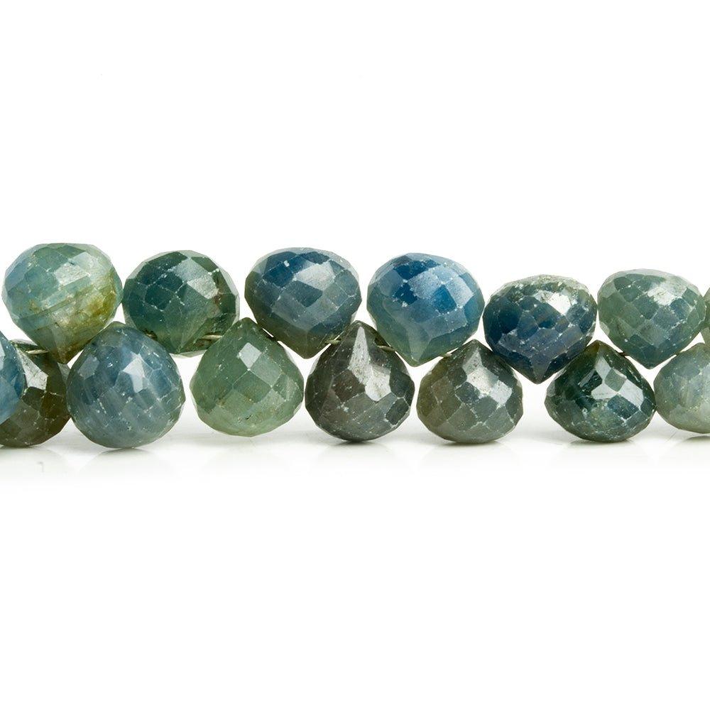 6x6-8x8mm Green Blue Sapphire Faceted Candy Kiss Beads 8 inch 53 pcs - The Bead Traders