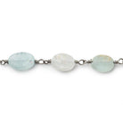 6x6-9x6mm Matte Aquamarine plain nugget Black Gold Chain by the foot 22 beads - The Bead Traders