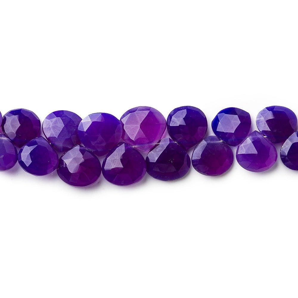 6x6-9x9mm Dark Purple Chalcedony faceted hearts 8 inch 46 pieces - The Bead Traders