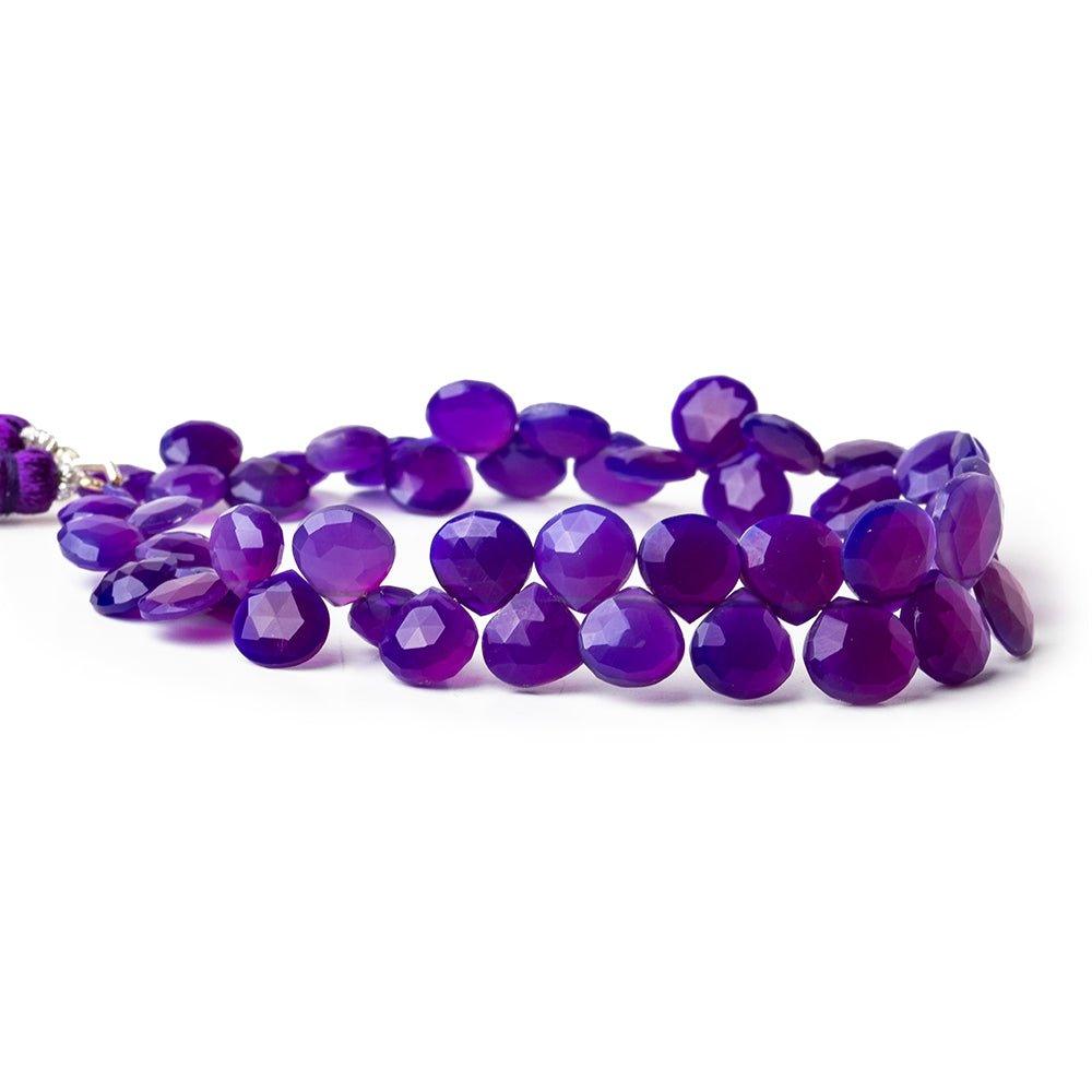 6x6-9x9mm Dark Purple Chalcedony faceted hearts 8 inch 46 pieces - The Bead Traders