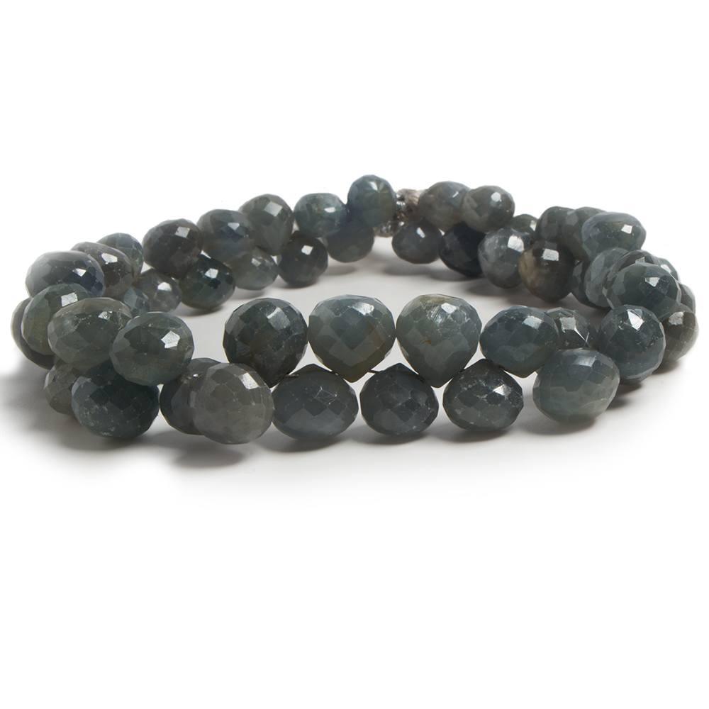 6x6-9x9mm Green Blue Sapphire Faceted Candy Kiss Beads 8 inch 51 pcs - The Bead Traders