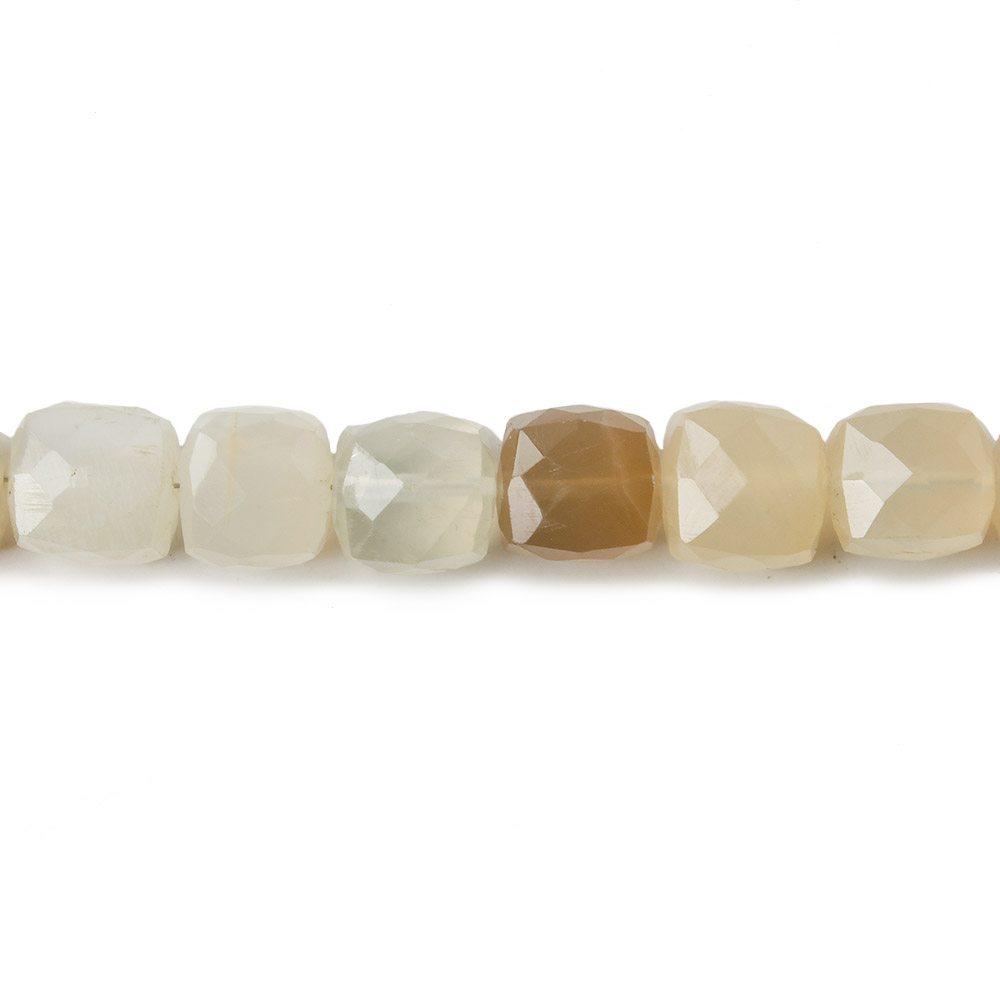 6x6-9x9mm Multi Color Moonstone faceted cube beads 8 inch 22 pieces - The Bead Traders