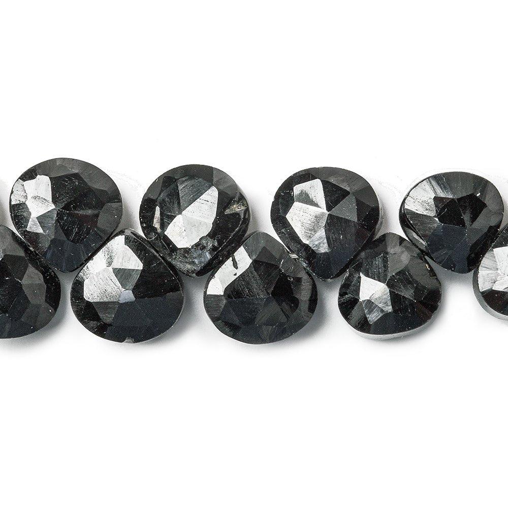 6x6mm Black Spinel Faceted Heart Beads 8 inch 54 pieces - The Bead Traders