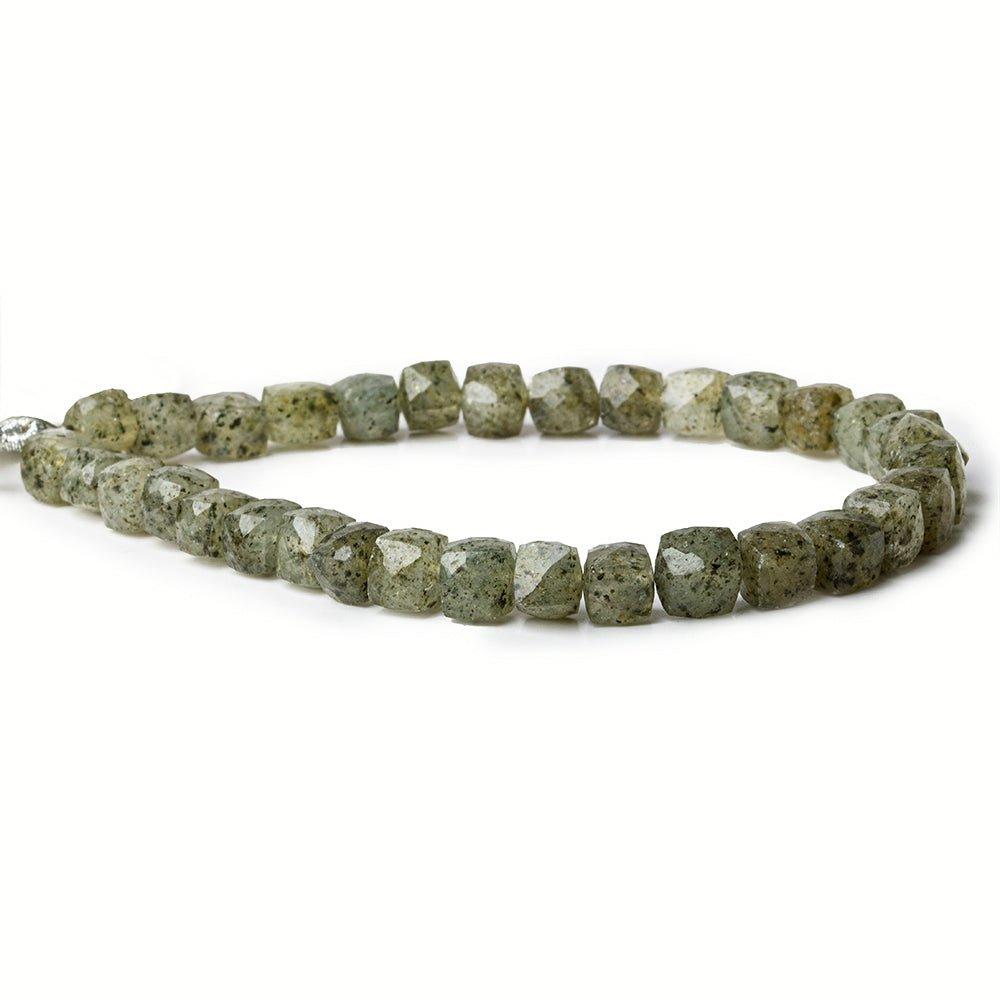 6x6mm Moss Quartz faceted cubes 8 inch 33 beads - The Bead Traders
