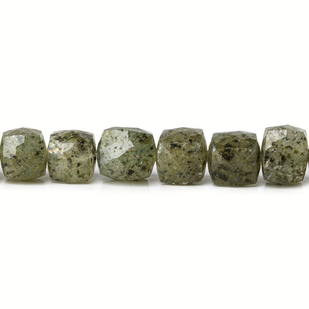 6x6mm Moss Quartz faceted cubes 8 inch 33 beads - The Bead Traders