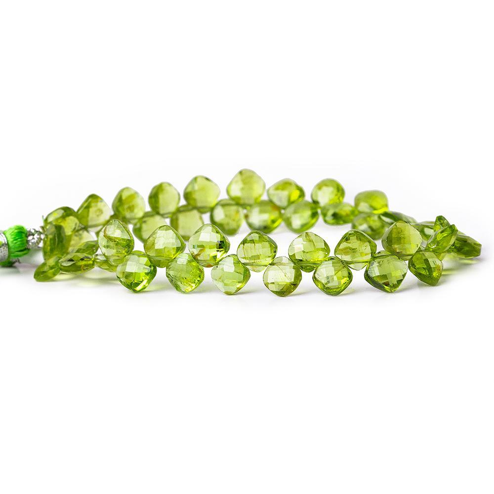 6x6mm Peridot corner drilled faceted pillow beads 7 inch 48 pieces - The Bead Traders