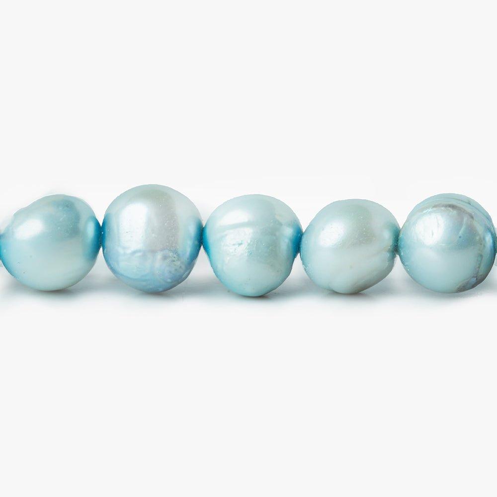 6x7mm - 8x6mm Aqua Blue Shaded Baroque Freshwater Pearls 14 inch 55 beads - The Bead Traders