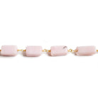 6x9-6x11mm Pink Peruvian Opal rectangle Gold plated Chain by the foot 18pcs - The Bead Traders