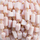 6x9-6x11mm Pink Peruvian Opal rectangle Gold plated Chain by the foot 18pcs - The Bead Traders