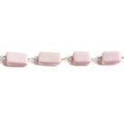 6x9-6x11mm Pink Peruvian Opal rectangle Silver plated Chain by the foot 18pcs - The Bead Traders
