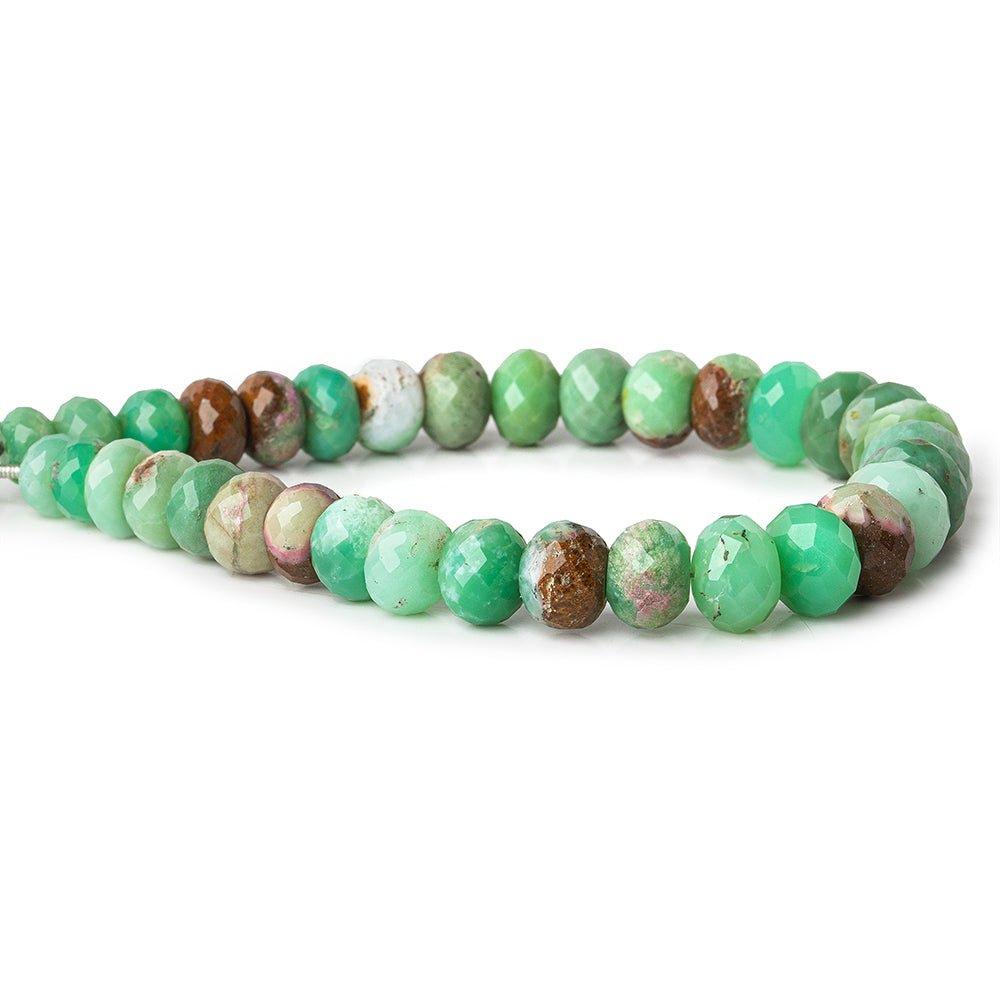 7-10mm Chrysoprase and Matrix Faceted Rondelle Beads 8 inch 34 pieces - The Bead Traders
