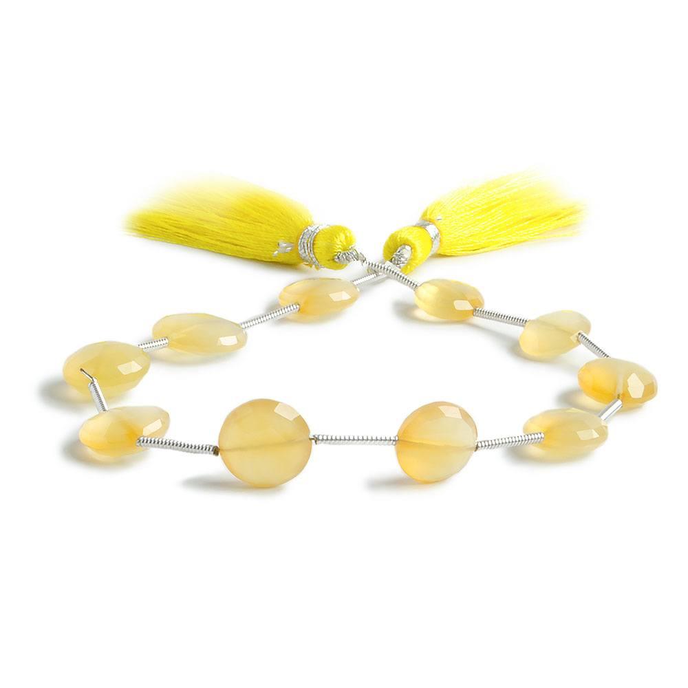 7-10mm Daffodil Yellow Chalcedony faceted coins Set of 3 strands 30 beads - The Bead Traders