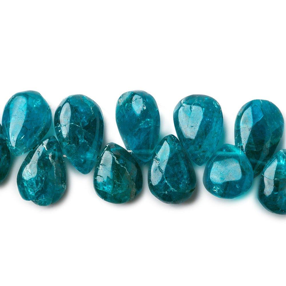 7-10mm Neon Blue Apatite Plain Pear Beads 8 inch 50 pieces - The Bead Traders