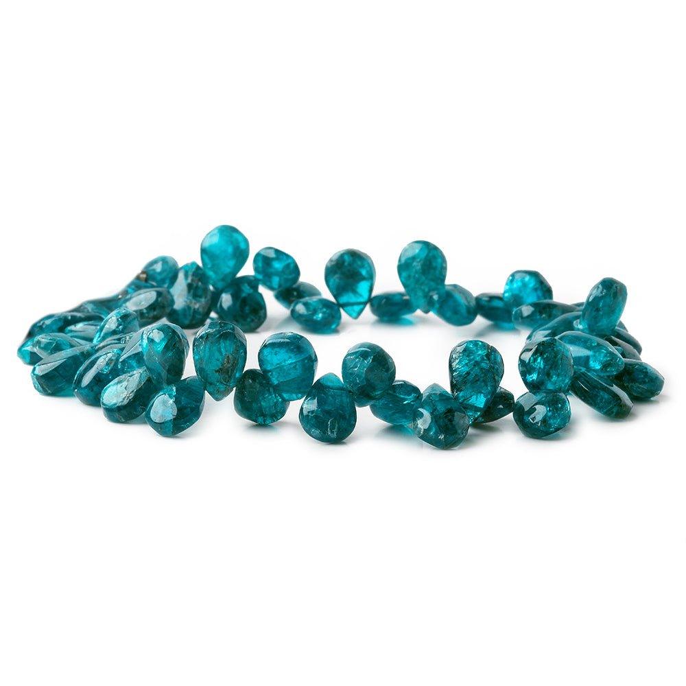 7-10mm Neon Blue Apatite Plain Pear Beads 8 inch 50 pieces - The Bead Traders