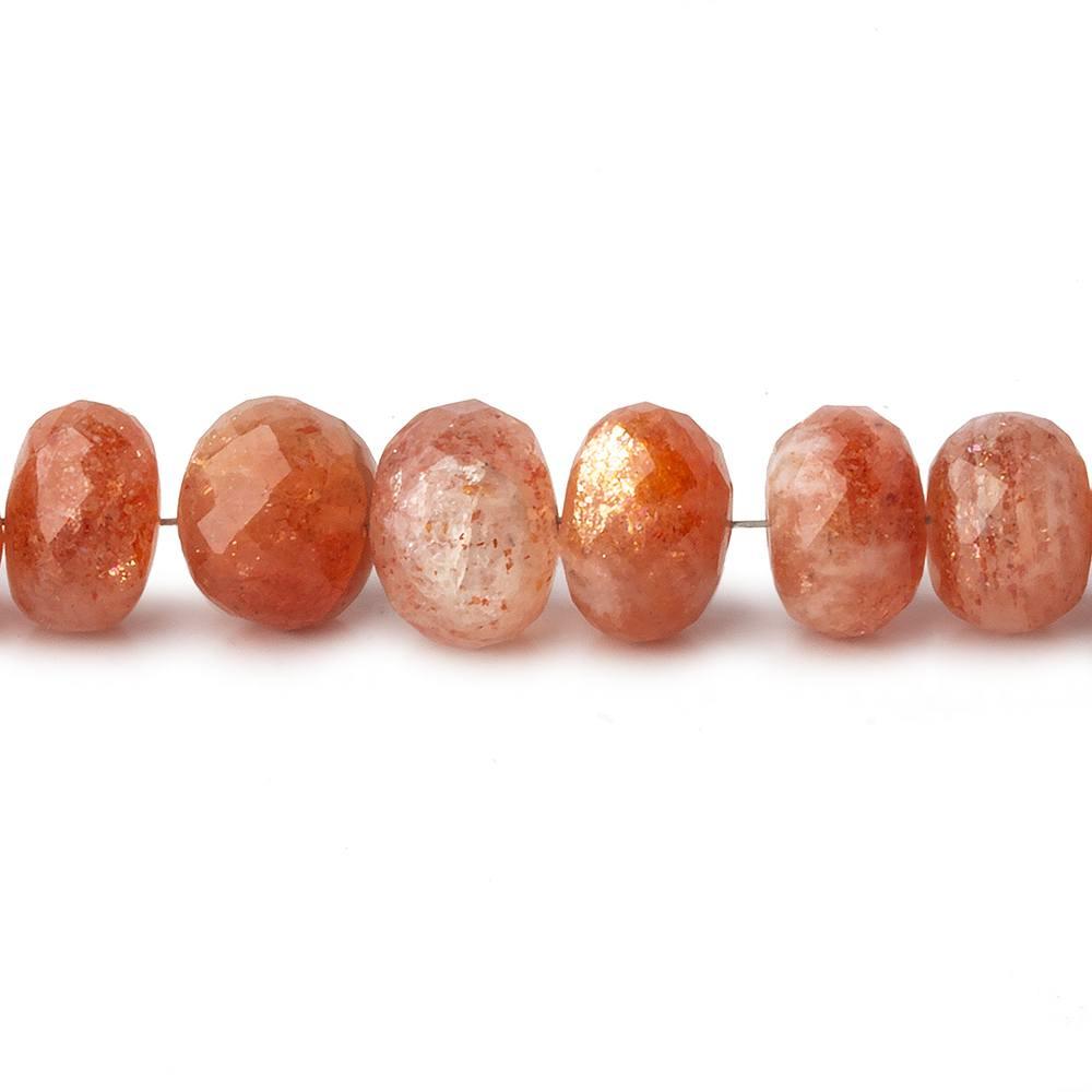 7-10mm Sunstone faceted rondelle beads 18 inch 82 pieces - The Bead Traders