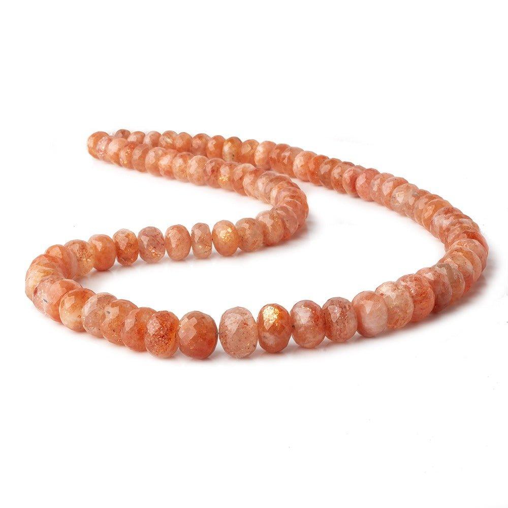 7-10mm Sunstone faceted rondelle beads 18 inch 82 pieces - The Bead Traders