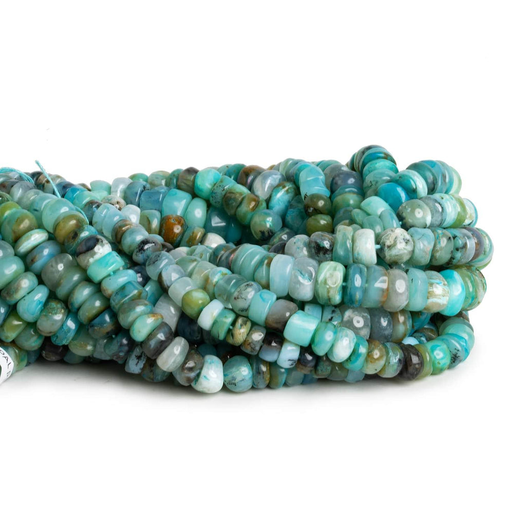 7-11mm Blue Peruvian Opal Plain Rondelles 12 inch 65 beads - The Bead Traders