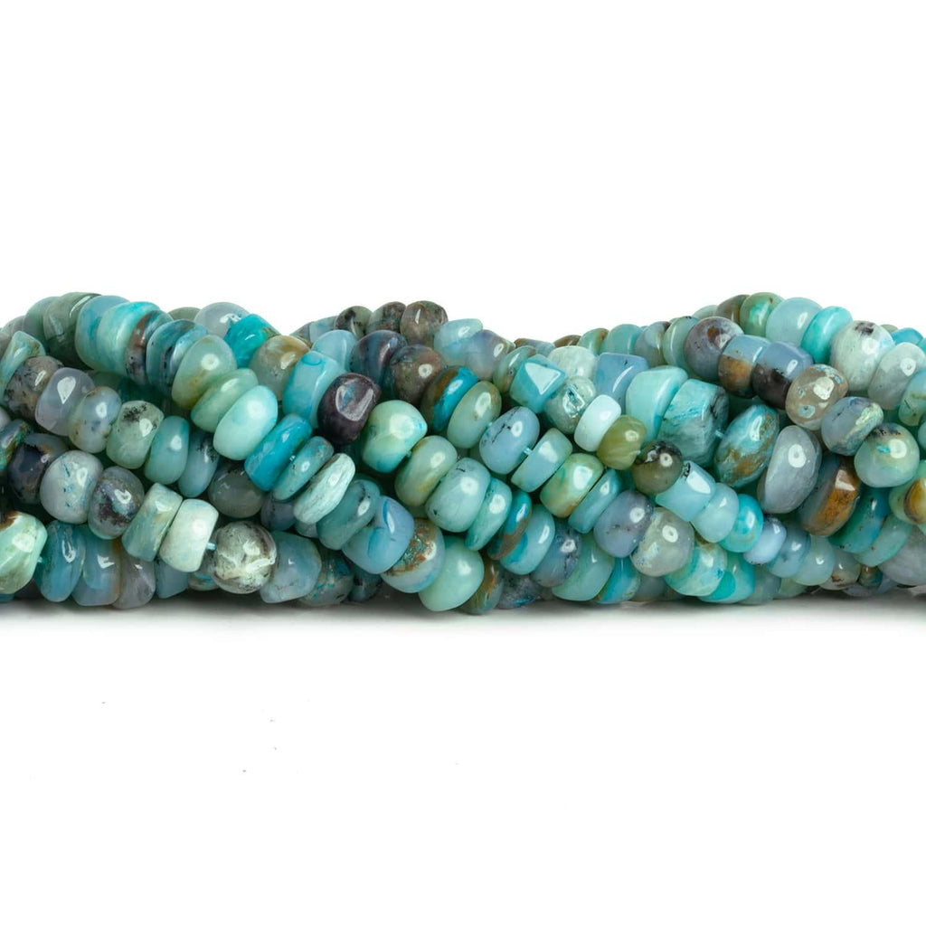 7-11mm Blue Peruvian Opal Plain Rondelles 12 inch 65 beads - The Bead Traders
