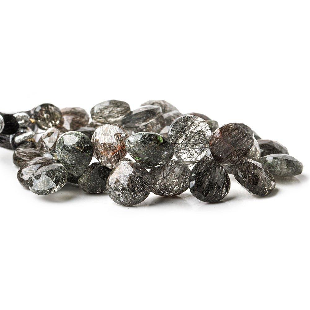 7-12mm Multi Tourmalinated Quartz Faceted Heart Beads 6.5 inch 35 pieces - The Bead Traders