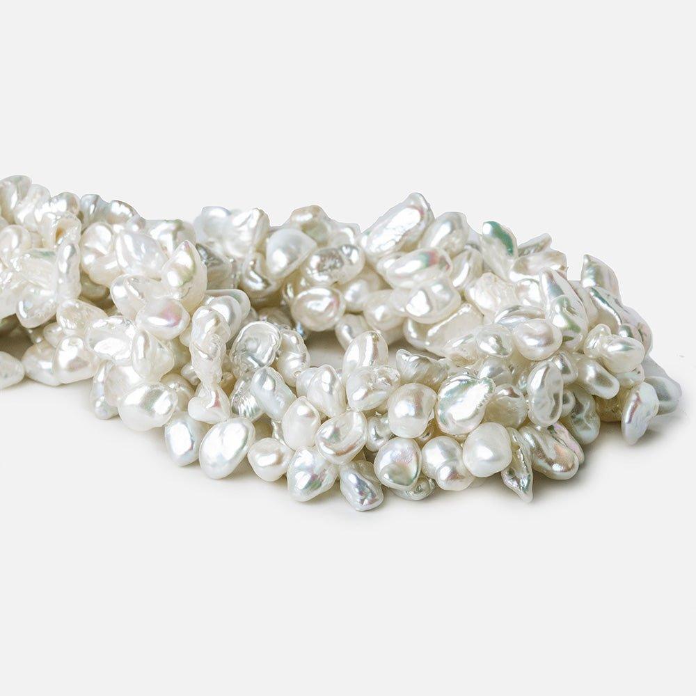 7-12mm White Top Drilled Keshi Freshwater Pearl Strand 75 pieces - The Bead Traders