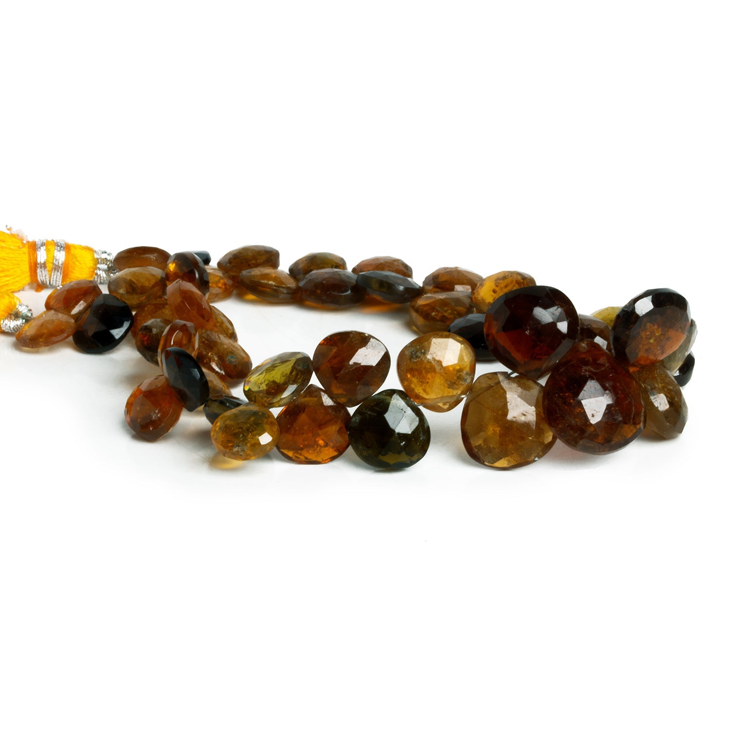 7-13mm Tourmaline Faceted Hearts 8 inch 40 beads - The Bead Traders