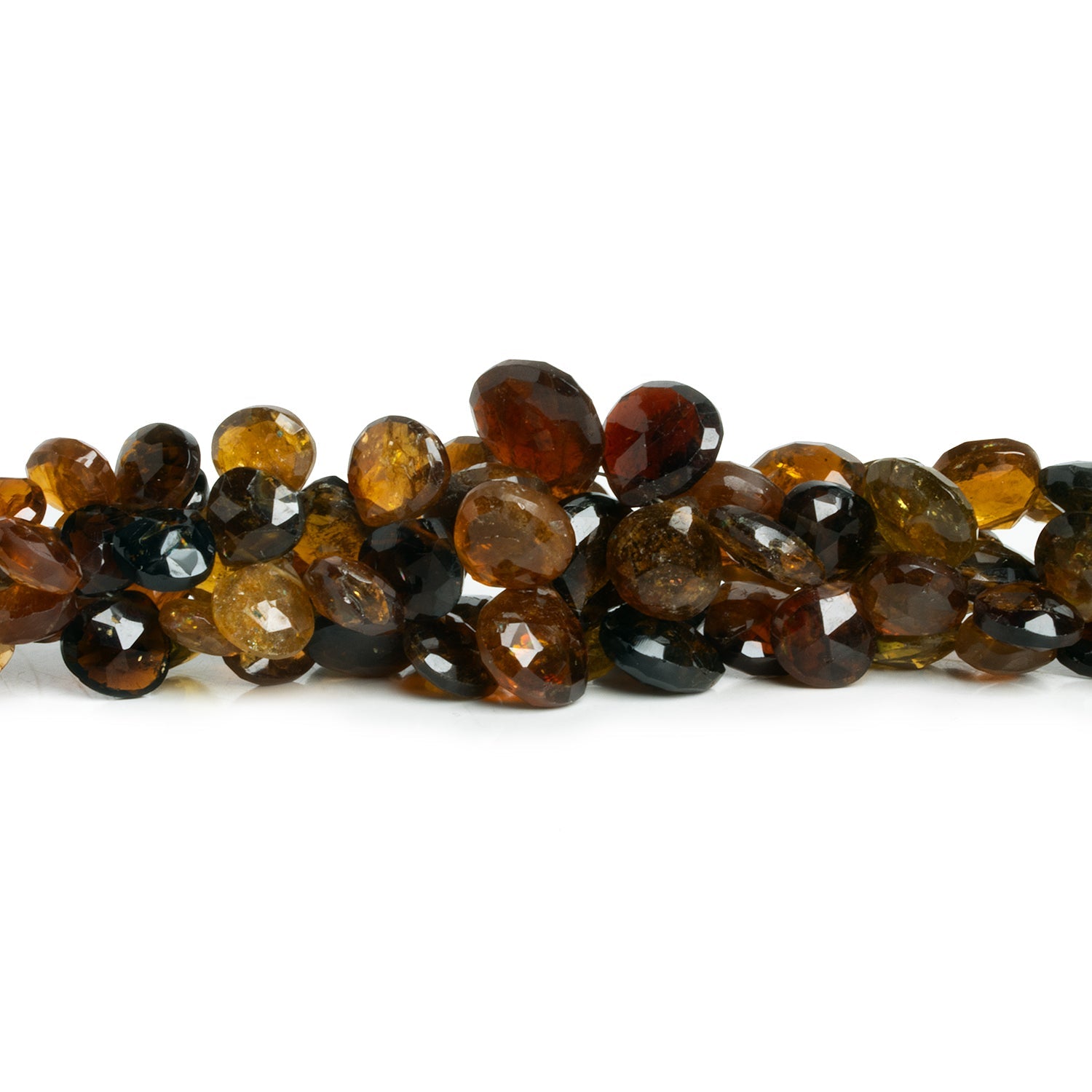 7-13mm Tourmaline Faceted Hearts 8 inch 40 beads - The Bead Traders