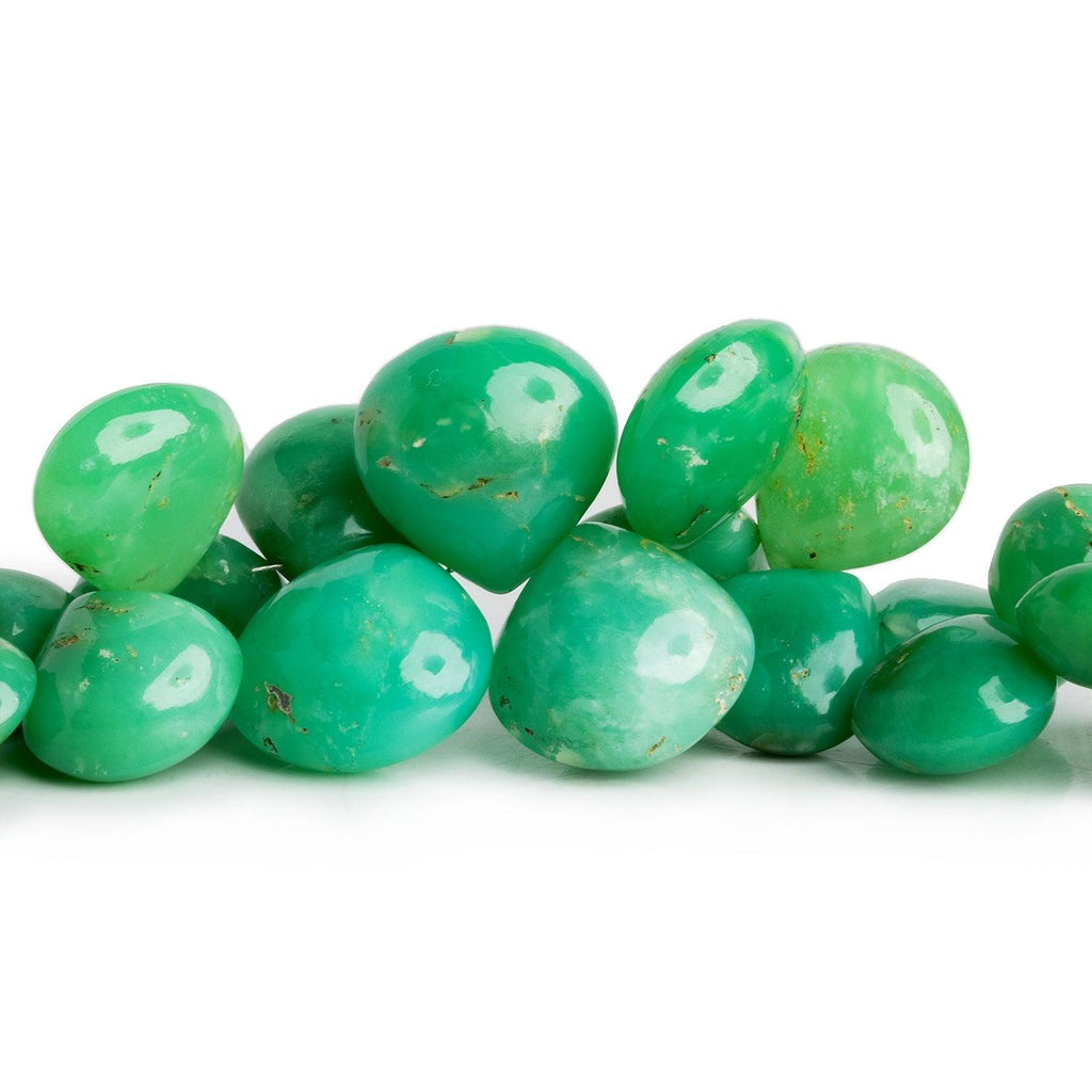 7-17mm Chrysoprase Plain Hearts 9 inch 54 beads - The Bead Traders
