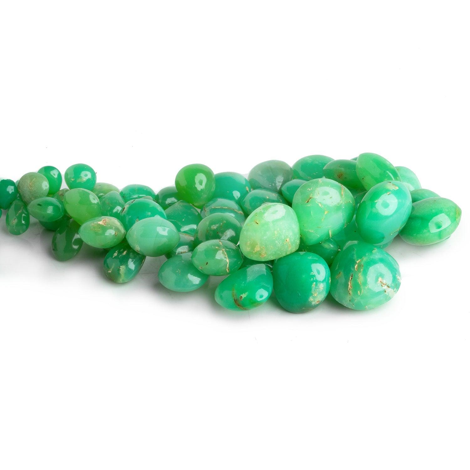 7-17mm Chrysoprase Plain Hearts 9 inch 54 beads - The Bead Traders
