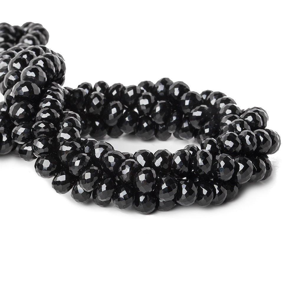 7-7.5mm Black Spinel faceted rondelles 16 inch 75 beads - The Bead Traders